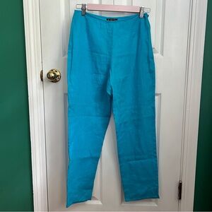 Finity Peacock Blue Linen Pants 4